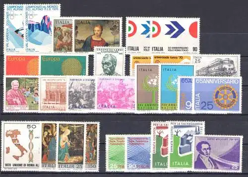 1970 Italien Republik, neue Briefmarken, Vollständiges Jahr 28 Werte - postfrisch**