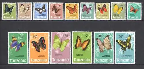 1973 Tansania - Yvert Nr. 33-47 - Gewöhnliche Serie - Schmetterlinge - 15 Werte - postfrisch **