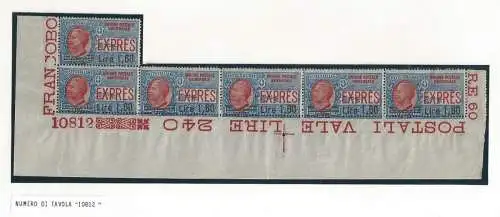 1924 Italien - Königreich, Espresso Nr. 10 mnh /** 6er Block mit Tischnummer