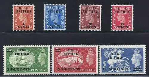 1951 ERITREA Occ. Englisch, Nr. 27/33 7 MNH/** Werte