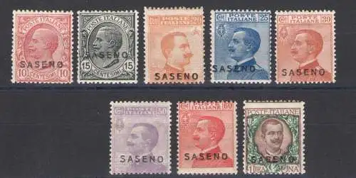1923 SASENO, Briefmarken Italiens überstampft, Nr. 1/8,8 Werte, postfrisch**