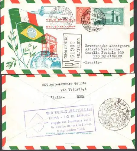 1958 REPUBLIK, Nr. 837+ 10 Lire Syrakus, italienisch-brasilianische Freundschaft Sonderflug