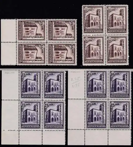 1933 SAN MARINO, Nr. 176/179 HERRLICHES QUARTIN POSTFRISCH/** Zertifikat. Luftpolster