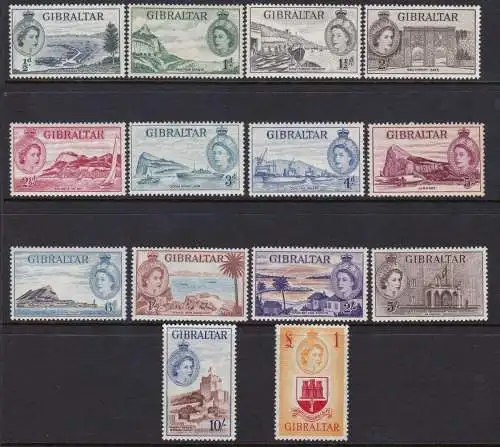 1953-59 Gibraltar, Stanley Gibbons Nr. 145/158 - 14 Werte - postfrisch**