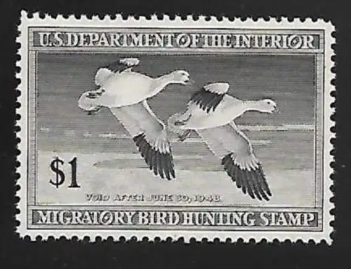 1947 USA, 1$ Snow Geese postfrisch/**