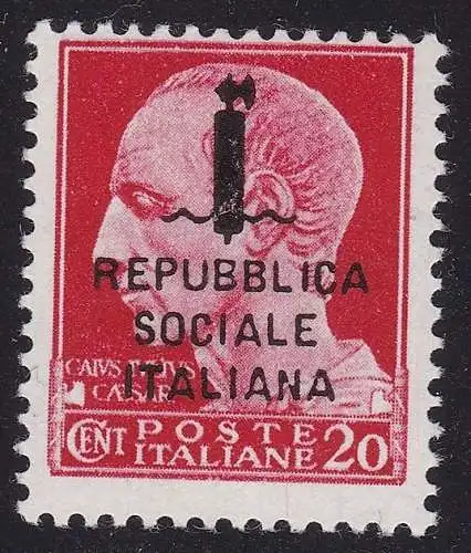 1944 RSI, Nr. 495/A 20c. carminio mnh/** signiert Oliva