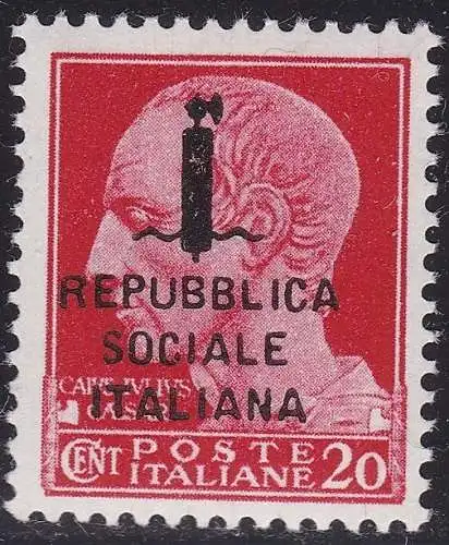 1944 RSI, Nr. 495/A 20c. carminio mnh/** signiert A.Diena - Oliva - Chiavarello
