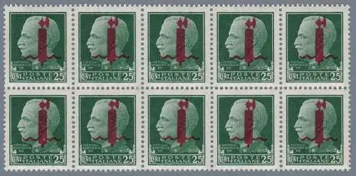 1944 RSI, Nr. 490 25c. grün 10 mnh block** Signiert Raybaudi auf jedem Wert