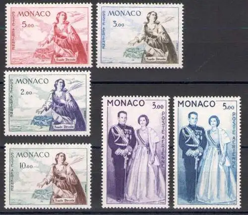 1960-61 Monaco - Principi Ranieri und Santa Devota - Luftpost 6 Werte Nr. A73/A78 - MNH**