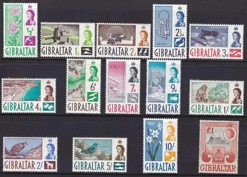 1960-62 GIBRALTAR/GIBRALTAR, SG Nr. 160/173 14 MNH/** Werte