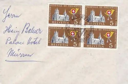 1955 SCHWEIZ, Zum. Nr. 320 Viertel auf Brief