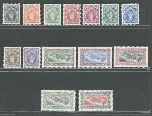 1952 ZANZIBAR - Sultan Kalif Bin Arub - Stanley Gibbons n. 339/352 - 14 postfrisch Werte**