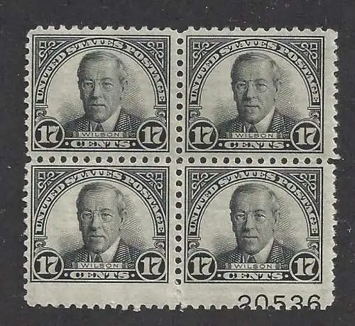 1925 USA, Nr. 433 W. Wilson 17 c. schwarz postfrisch** seltene sorte - unten ungezahnt
