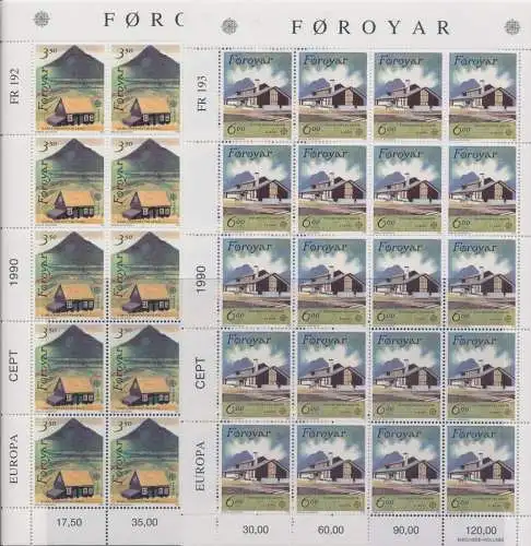 1990 EUROPA CEPT Faeroer Miniblätter Postgebäude postfrisch**