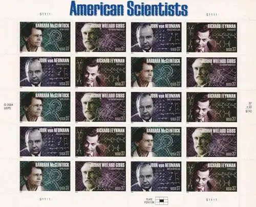 2005 USA, Amerikanische Wissenschaftler - Nr. 4072/4075 Minifil von 20 MNH/**