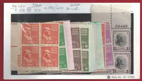 1938-43 USA, Nr. 519/620 30 Werte */** VIERTEL