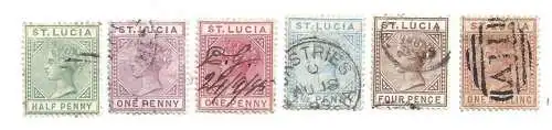 1883-86 ST. LUCIA - SG Nr. 31/36 5 Werte GEBRAUCHT