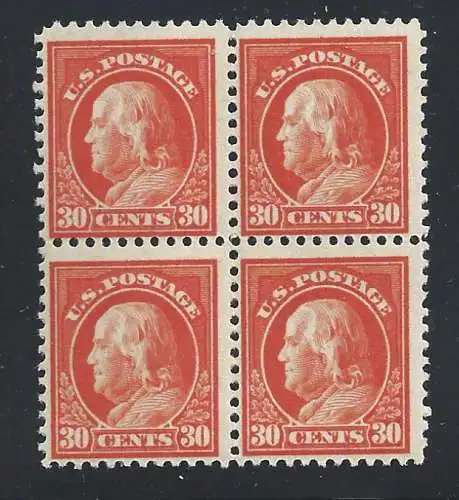 1917 USA, Nr. 351 30 m. lila mnh/** quartina