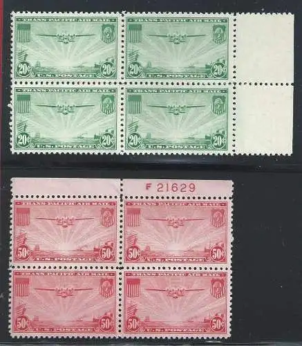 1937 USA, Luftpost Nr. 21-22 QUARTINA MNH**