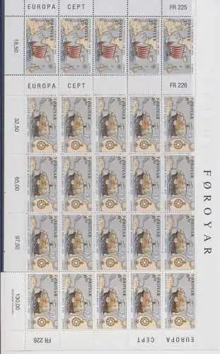 1992 EUROPA CEPT Faeroer/Føroyar 2 Mini-Blätter Entdeckung von #039;Amerika MNH**
