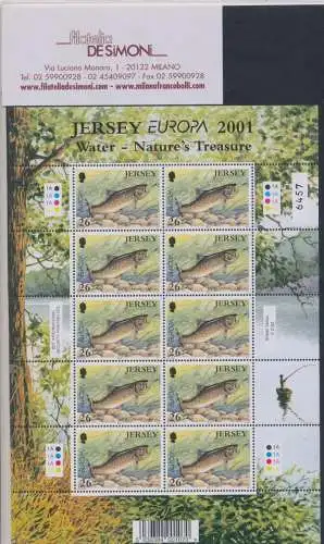 2001 EUROPA CEPT JERSEY 2 Wasser-Mini-Flaschen postfrisch