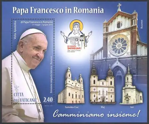 2019 Vatikan - Broschüre von Papst Franziskus in Rumänien - Gemeinsame Ausgabe mit Rumänien - postfrisch**