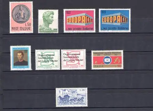 1969 Italien Republik, neue Briefmarken, komplettes Jahr 9 Werte - postfrisch**