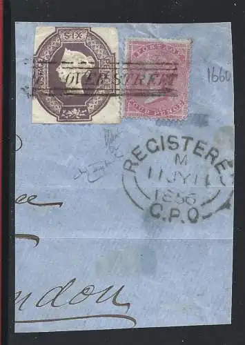 1854 GROSSBRITANNIEN - Nr. 5 + 17 AUF FRAGMENT signiert Raybaudi