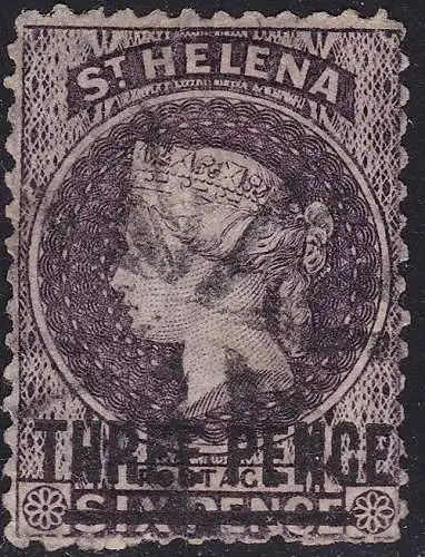 1868 ST. HELENA - SG 11 3d. tief stumpf lila GEBRAUCHT
