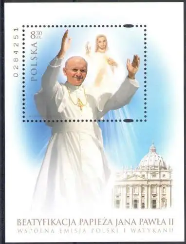 2011 Polen, Seligsprechung Johannes Paul II. Ausgabe.Gemeinsame MNH **