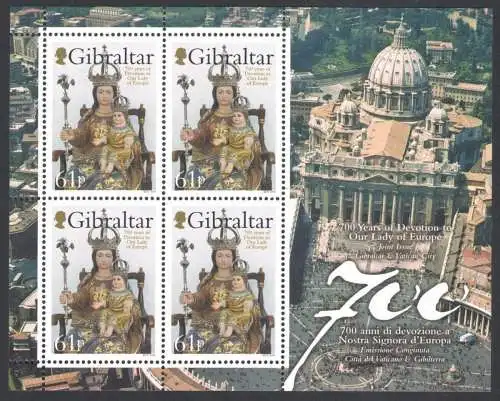 2009 Gibraltar, Unsere Liebe Frau von Europa, 1 Blatt, gemeinsame Ausgabe - postfrisch **