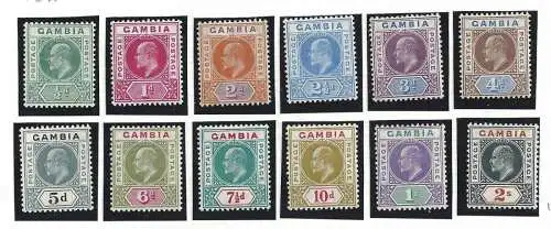 1904-06 GAMBIA - Stanley Gibbons Nr. 57/68 Serie von 12 Werten - Edward VII Bildnis - MLH*