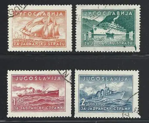 1939 JUGOSLAWIEN - MiNr. 385I/388I - Einheitliche Nr. 349/352 GEBRAUCHT