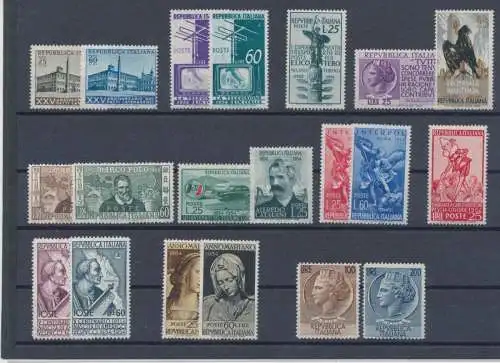 1954 Italien Republik, neue Briefmarken, Vollständiges Jahr 20 postfrisch Werte**