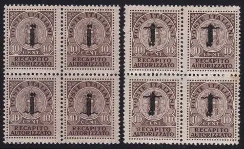 1944 Italienische Sozialrepublik, RA Nr. 4+4a MNH** UMGEDREHTER ÜBERDRUCK