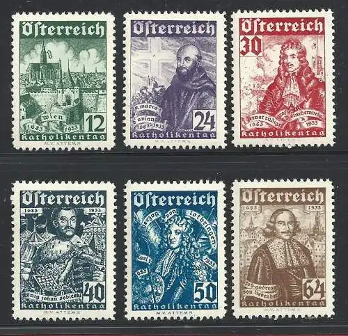 1933 ÖSTERREICH, Nr. 431/436 6 Werte Wiener Belagerung postfrisch/**