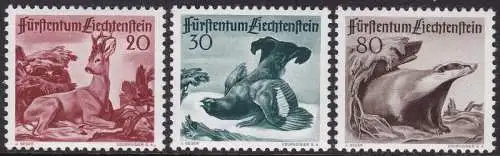 1950 Liechtenstein, Nr. 247/249 Serie von 3 Werten MNH/**