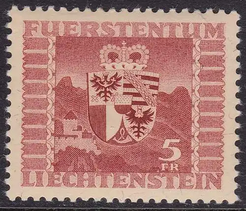 1947 Liechtenstein, Nr. 227 5f. braun rot postfrisch/**