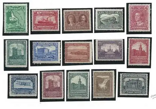 1928-29 Neufundland - SG 164/178 15 MH Werte*