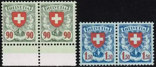 1924 SCHWEIZ, Nr. 208b+210b Wappen 2 Werte im Drehmoment MNH/**