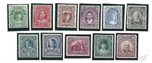 1911-16 NEUFUNDLAND - SG 117/127, Krönung-Krönung, 11 Werte, MH*