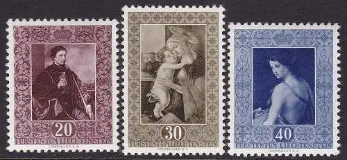 1952 Liechtenstein, Nr. 268/270 Serie mit 3 MNH/** Werten