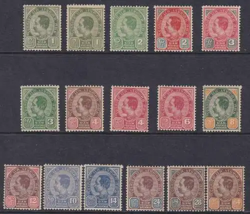 1899/1904 Thailand - King Rama V, SG 67/81 16 MLH Set*