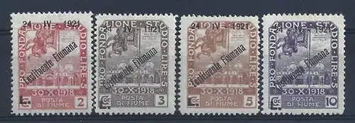 1921 Fluss, Nr. 172/175 - Fiumana-Bestandteil - hohe Werte - MH* SPRACH