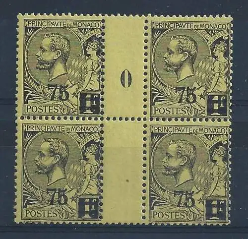 1924 MONACO, Nr. 72 TAUSENDST 0 + PAAR MIT ZWISCHENRAUM MNH/**