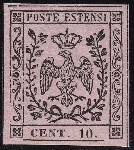 1852 MODENA, Nr. 9, 10 Cent. rosa, postfrisch**, Firma Bolaffi