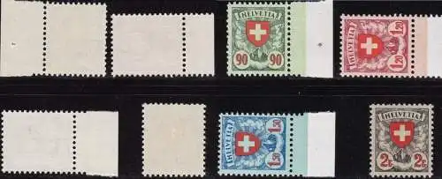 1933-34 SCHWEIZ, Nr. 208ab/211a, geprägtes gestrichenes Papier, Kreuz und Schild, postfrisch**