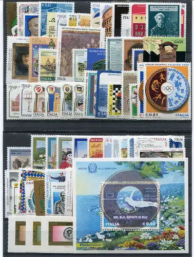 2000-2013 Italien Republik, Angebot, komplette Jahrgänge, neue Briefmarken, 898 Werte + 59 Blätter + 4 Broschüren (keine 18-Jährigen-Blätter)