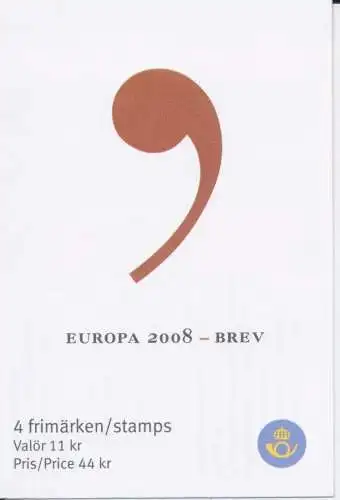2008 EUROPA CEPT Schweden Heft La Lettera MNH**