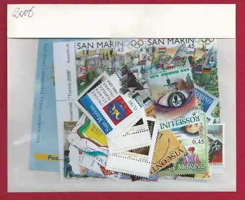 2006 San Marino, Vollständiges Jahr, neue Briefmarken 38 Werte + 1 Blatt - postfrisch**